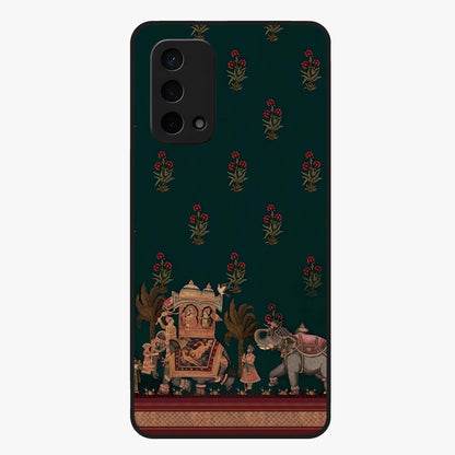 Macmerise Glass Case showing flat back view with stylish modern artwork and glossy glass finish.