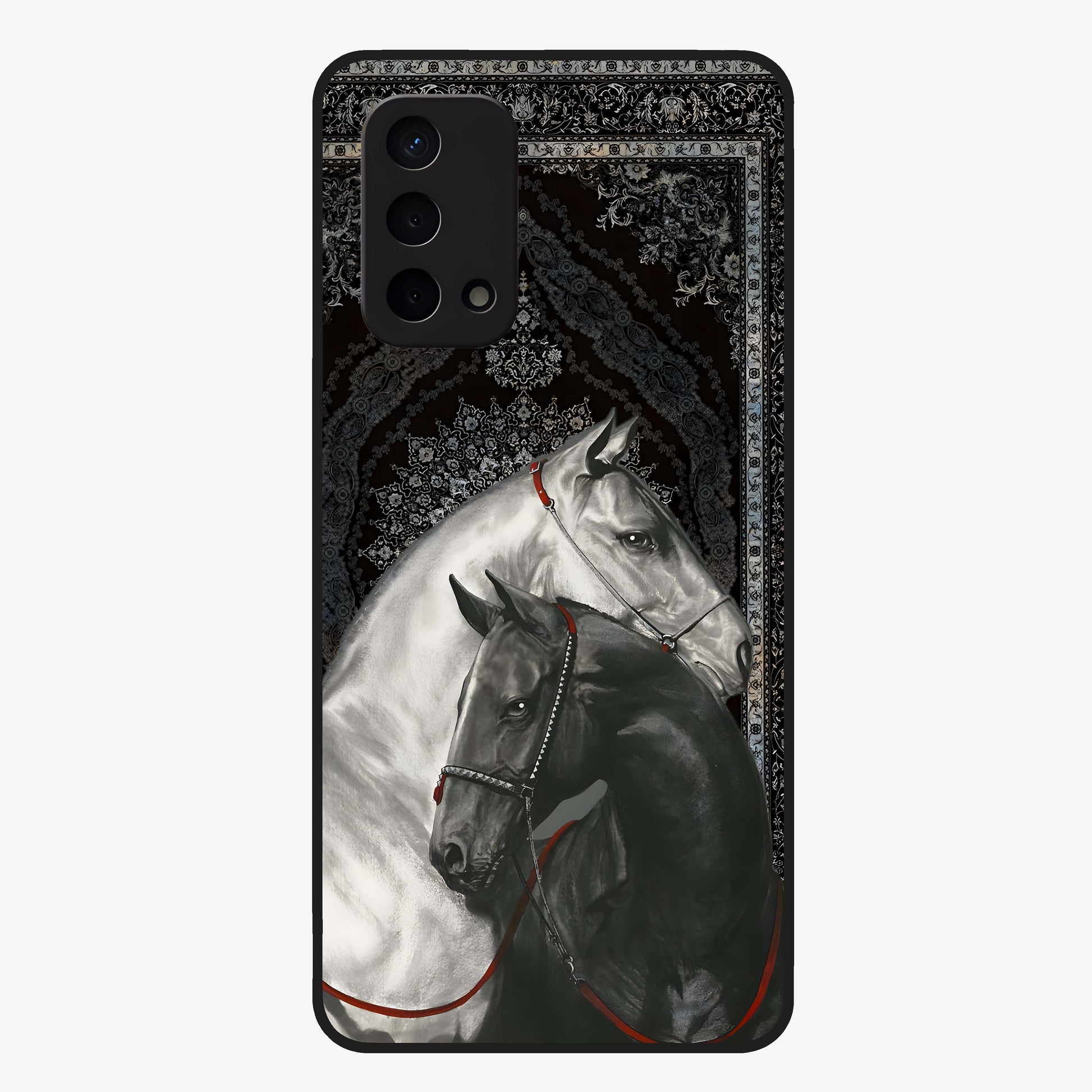 Majestic Ride Legacy Glass Case showing flat back view with powerful automotive inspired artwork and glossy glass finish.