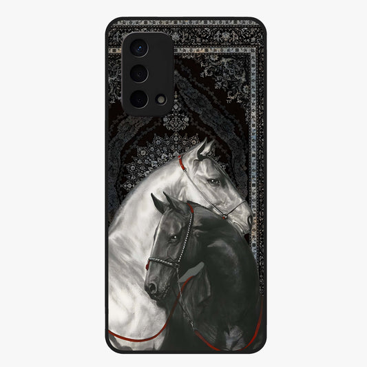 Majestic Ride Legacy Glass Case showing flat back view with powerful automotive inspired artwork and glossy glass finish.