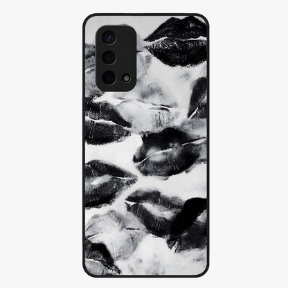 Midnight Kiss Marks Glass Case showing flat back view with lipstick kiss mark artwork and glossy glass finish.