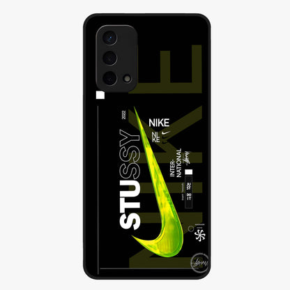 Neon Street Edition Glass Case showing flat back view with neon street style artwork and glossy glass finish.