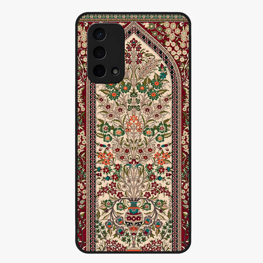 Persian Inspired Glass Case showing flat back view with ornate Persian style pattern artwork and glossy glass finish.