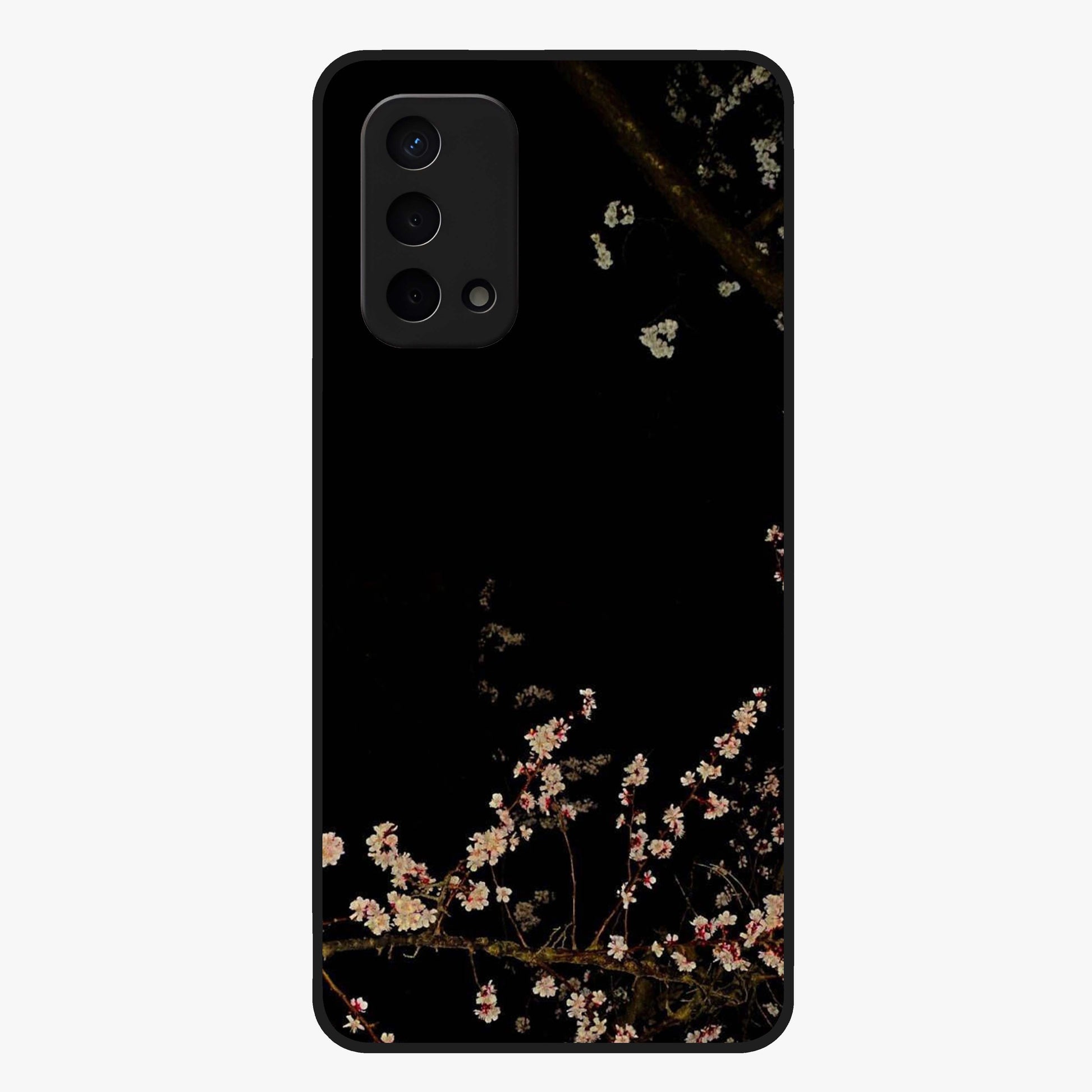 Petal Moon Light With Custom Name Glass Case showing flat back view with floral moonlight artwork and personalized name design.