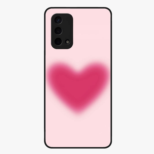 Pink Aura Heart Glass Case showing flat back view with glowing heart artwork and glossy glass finish.