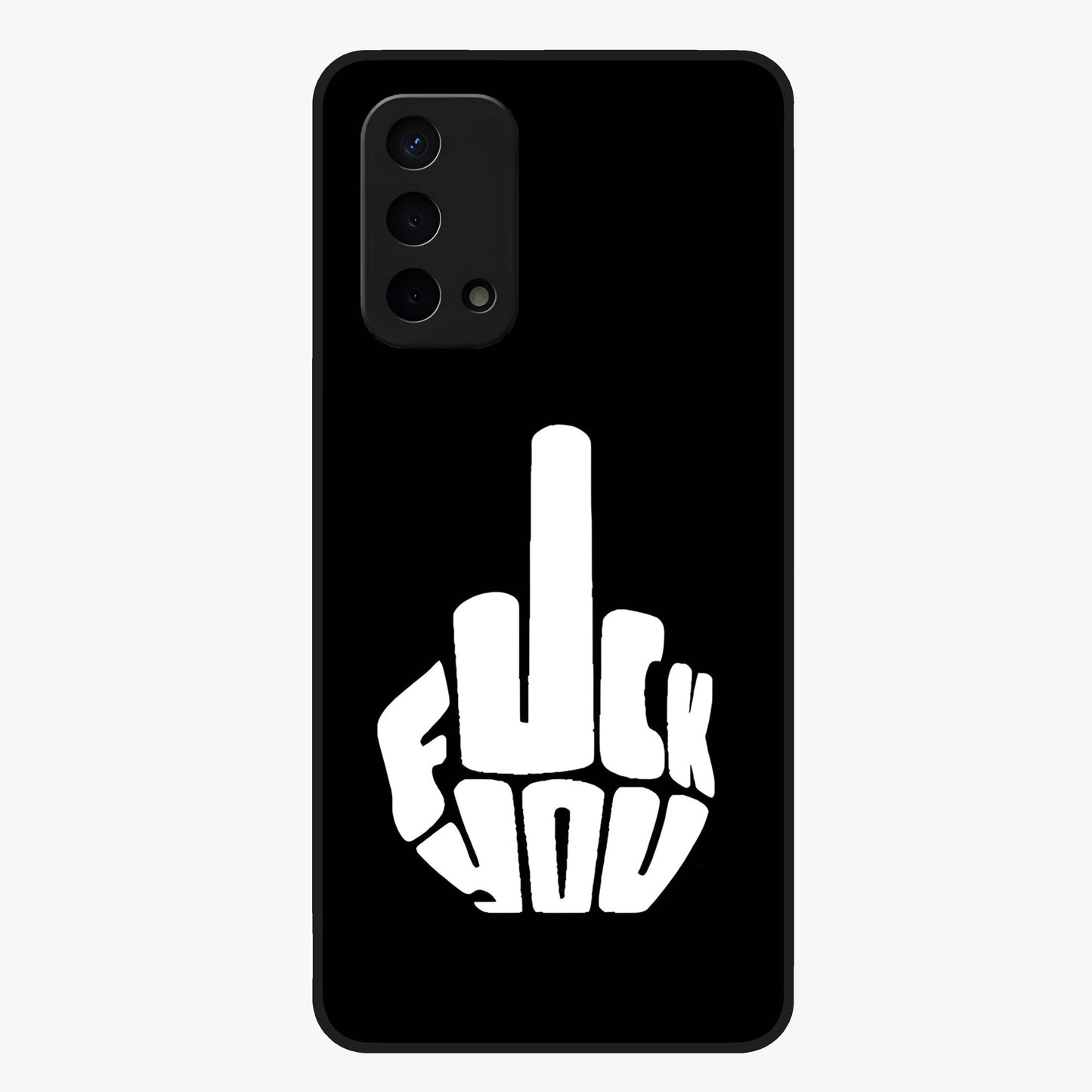 Rebel Mode On Glass Case showing flat back view with bold rebellious typography artwork and glossy glass finish.