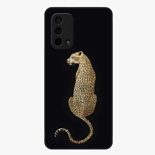Regal Leopard Glass Case showing flat back view with bold leopard artwork and glossy glass finish.