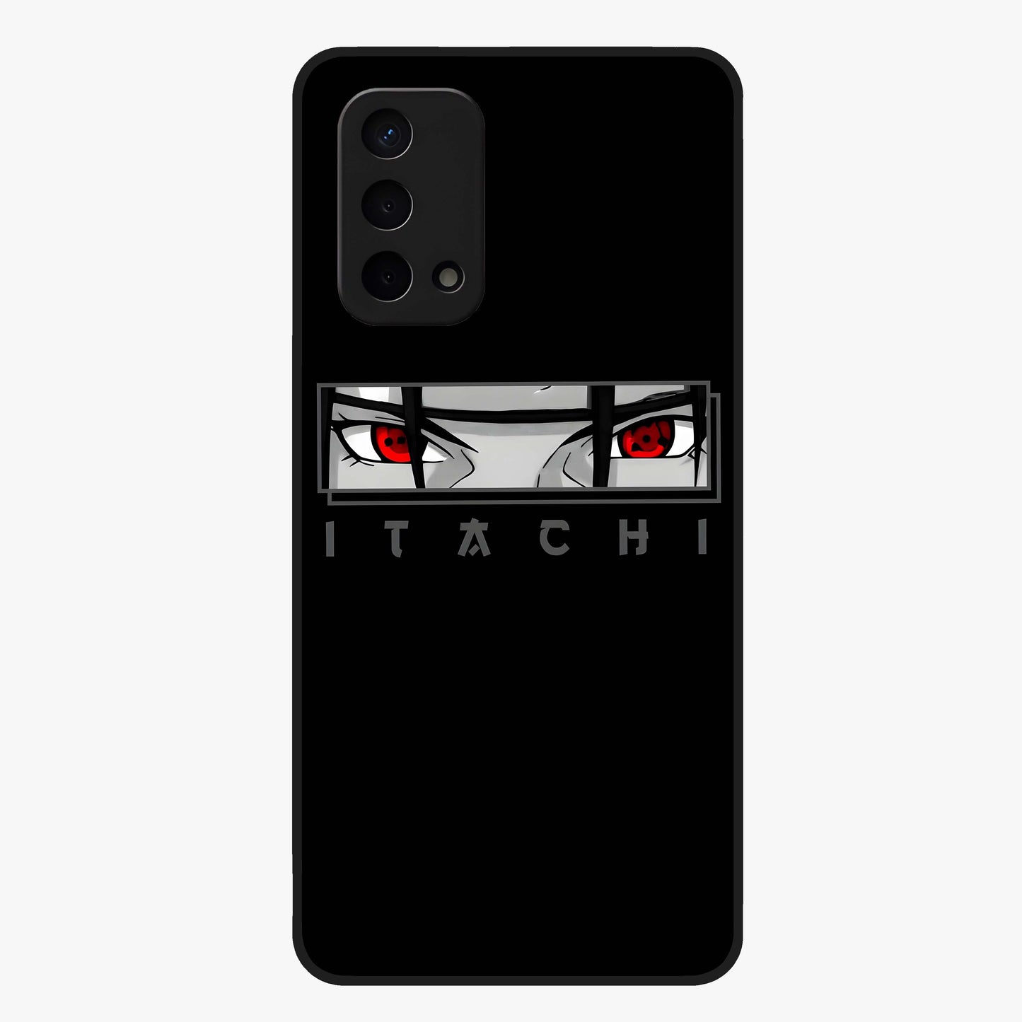 Scarlet Gaze Dominance Glass Case showing flat back view with striking red themed artwork and glossy glass finish.