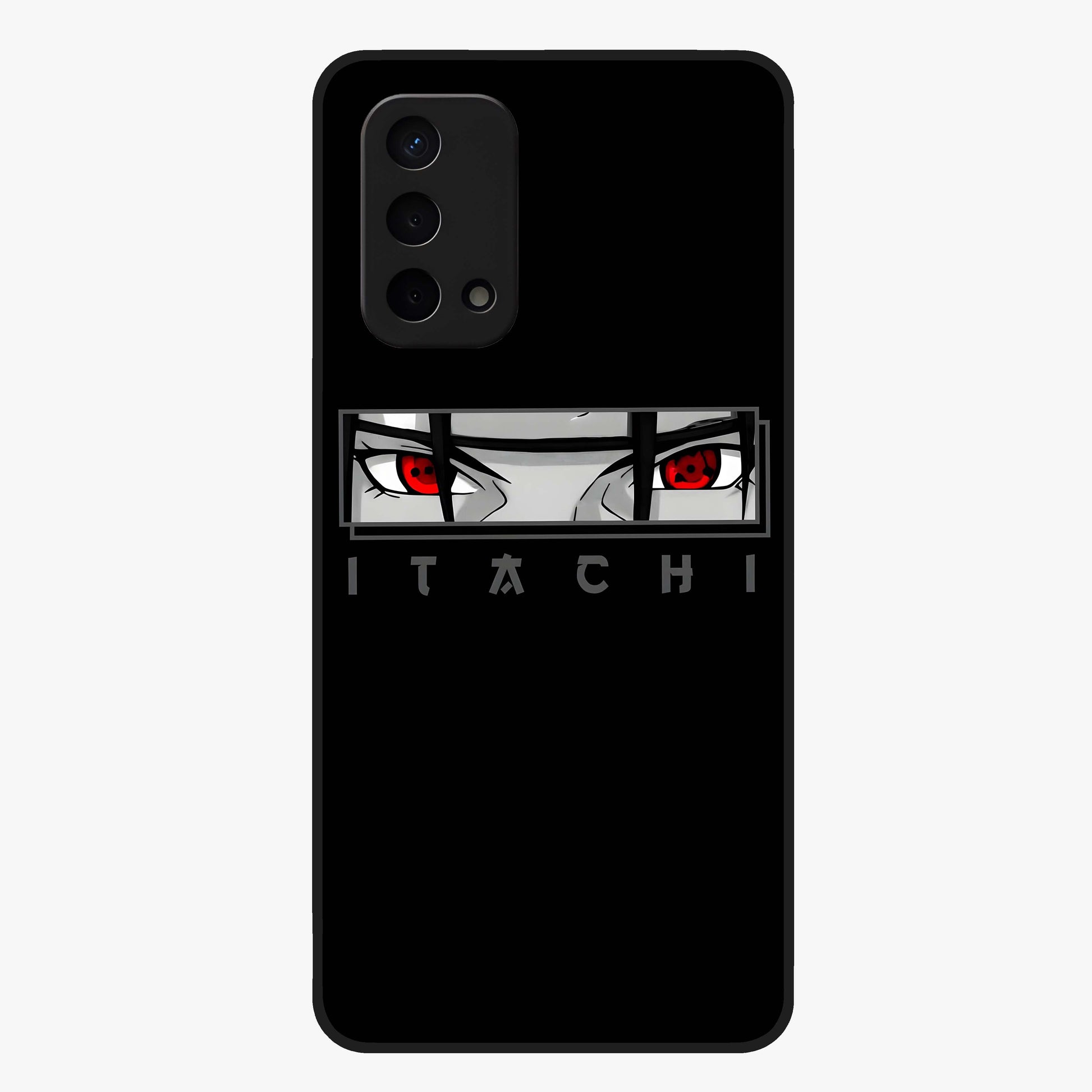 Scarlet Gaze Dominance Glass Case showing flat back view with striking red themed artwork and glossy glass finish.
