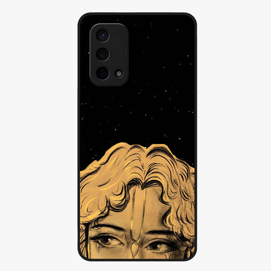 Shri Krishna Art Glass Case showing flat back view with devotional Krishna artwork and glossy glass finish.