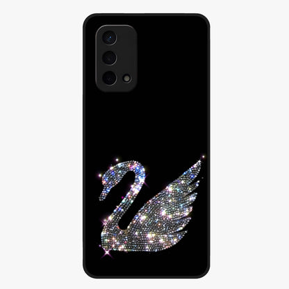 Starlit Swan Grace Glass Case showing flat back view with graceful swan artwork under starry sky and glossy glass finish.