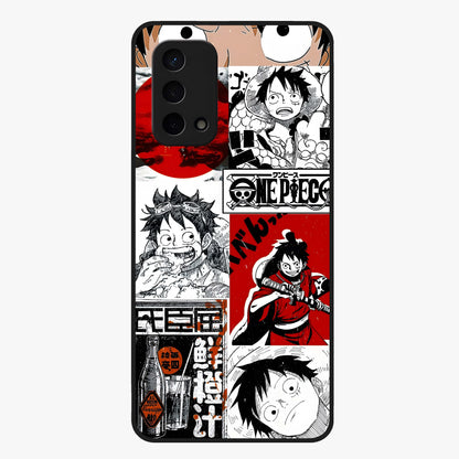 Strawhat Chaos Panels Glass Case showing flat back view with anime inspired chaos panel artwork and glossy glass finish.