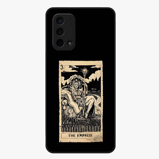 The Empress Glass Case showing flat back view with regal feminine artwork and glossy glass finish.