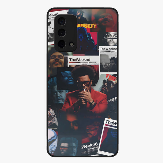 The Weeknd Glass Case showing flat back view with music inspired artistic portrait artwork and glossy glass finish.