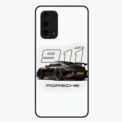Turbo Legacy Icon Glass Case showing flat back view with iconic sports car inspired artwork and glossy glass finish.