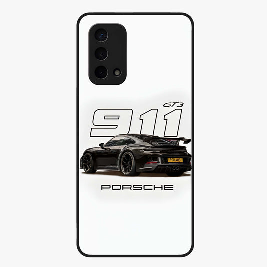 Turbo Legacy Icon Glass Case showing flat back view with iconic sports car inspired artwork and glossy glass finish.