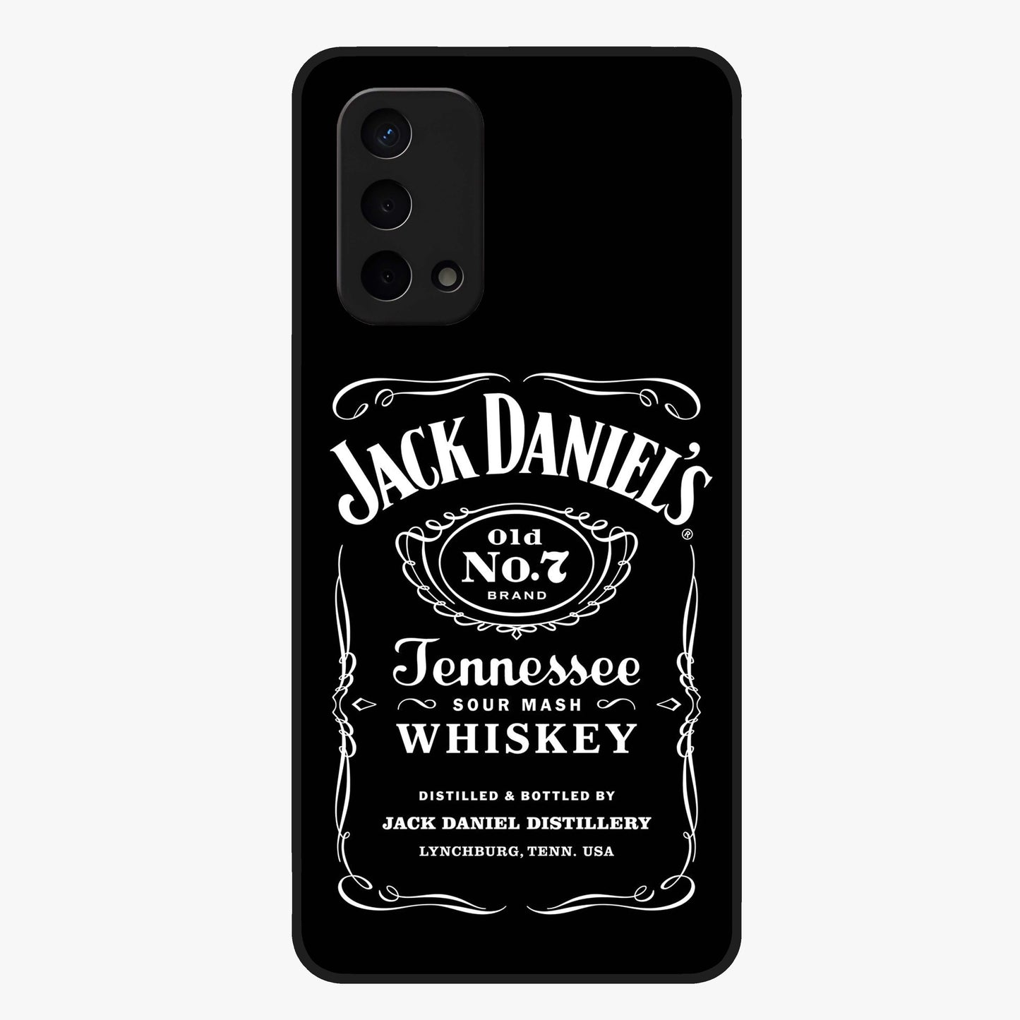 Vintage Whiskey Heritage Glass Case showing flat back view with classic whiskey inspired artwork and glossy glass finish.