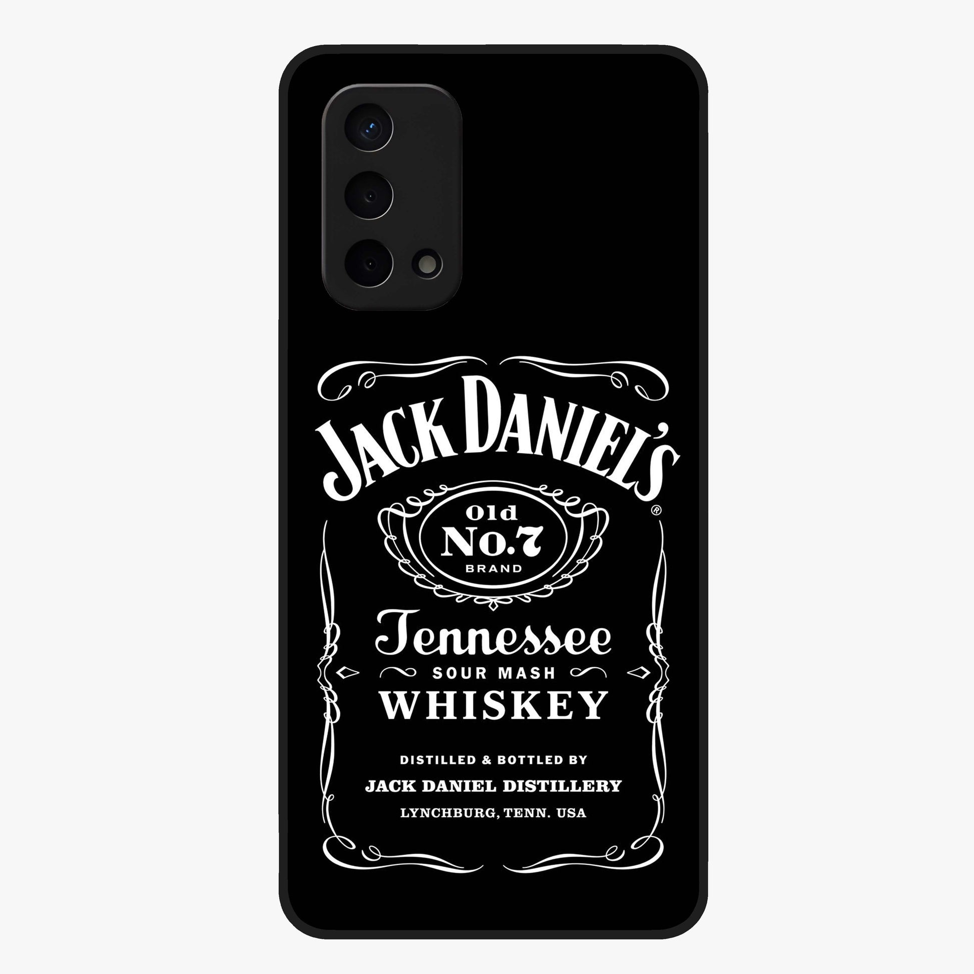 Vintage Whiskey Heritage Glass Case showing flat back view with classic whiskey inspired artwork and glossy glass finish.