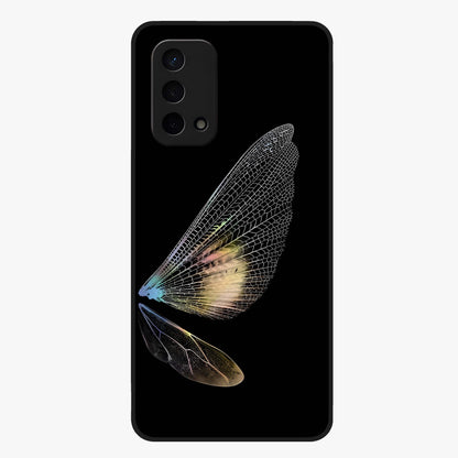 Whispers Of Wings Glass Case showing flat back view with graceful wing inspired artwork and glossy glass finish.