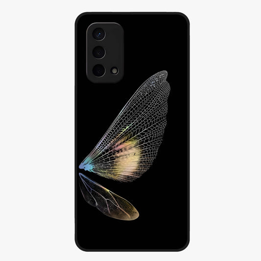 Whispers Of Wings Glass Case showing flat back view with graceful wing inspired artwork and glossy glass finish.