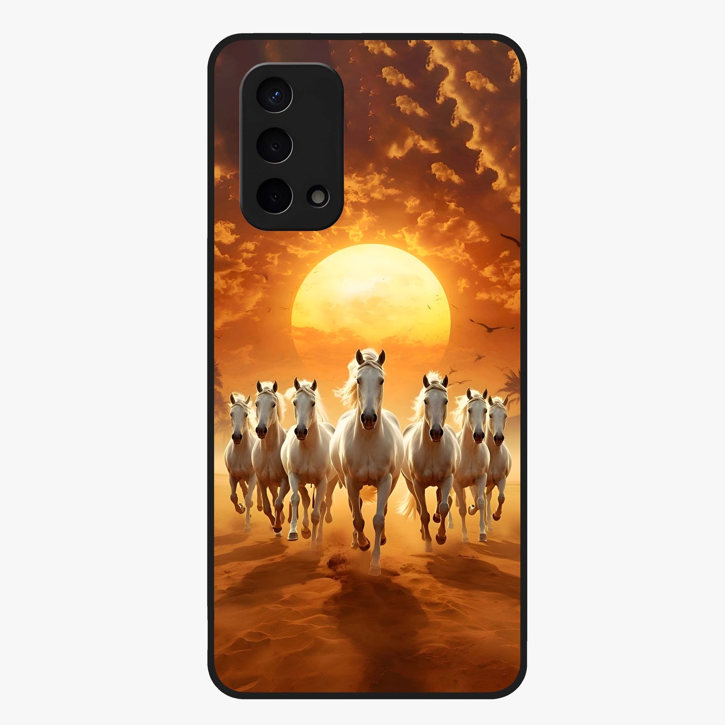 Wild Sunset Majesty Glass Case showing flat back view with majestic sunset landscape artwork and glossy glass finish.