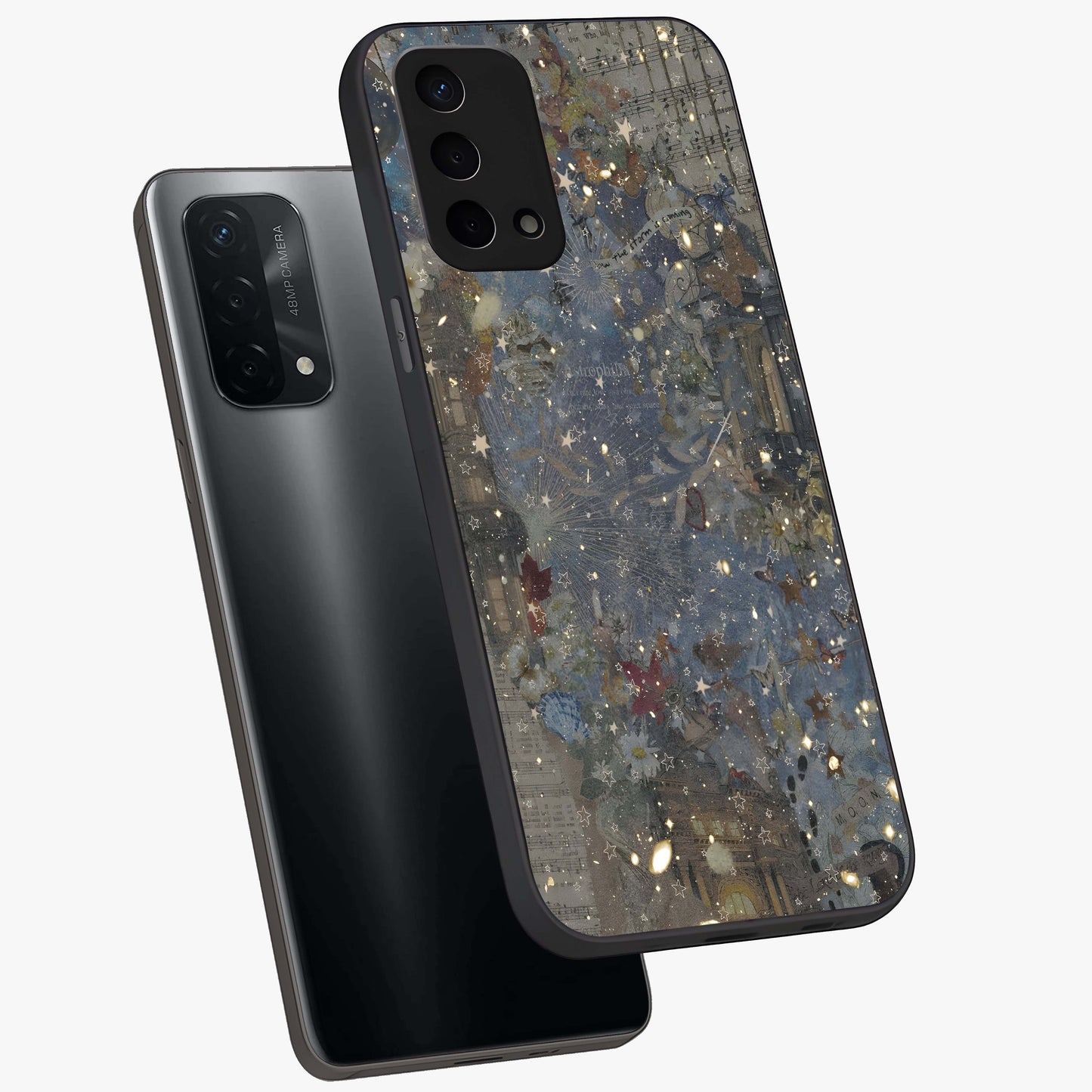 Aesthetic Astrolophia Glass Case displayed in angled mockup highlighting artistic aesthetic elements and smooth glass surface.