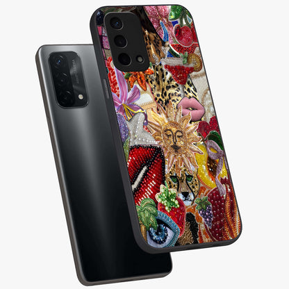 Beaded Fashion Jungle Glass Case displayed in angled mockup highlighting colorful fashion bead design and artistic pattern.
