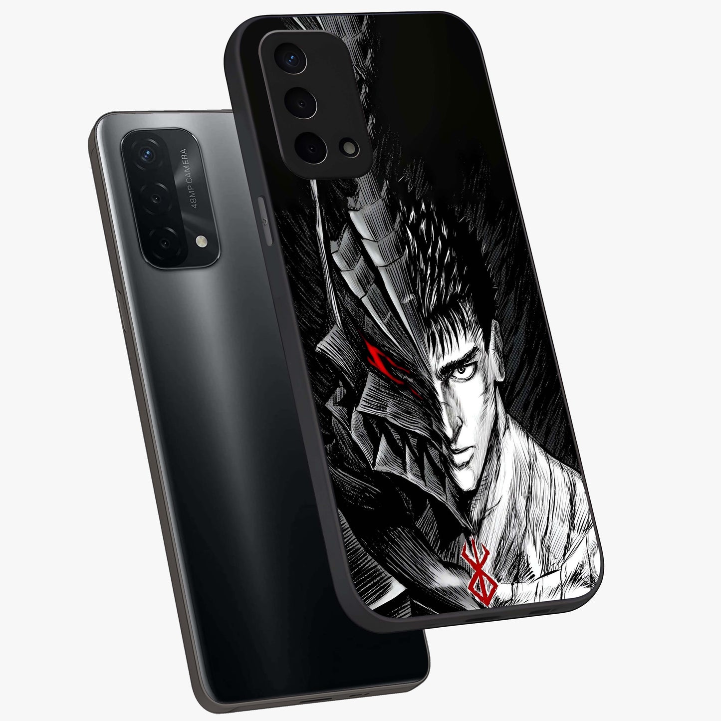 Berserker Blood Oath Glass Case displayed in angled mockup highlighting dark fantasy graphic design and powerful theme.