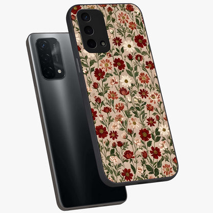 Biege Flower With Leaf Glass Case displayed in angled mockup highlighting minimal floral leaf design and elegant aesthetic.