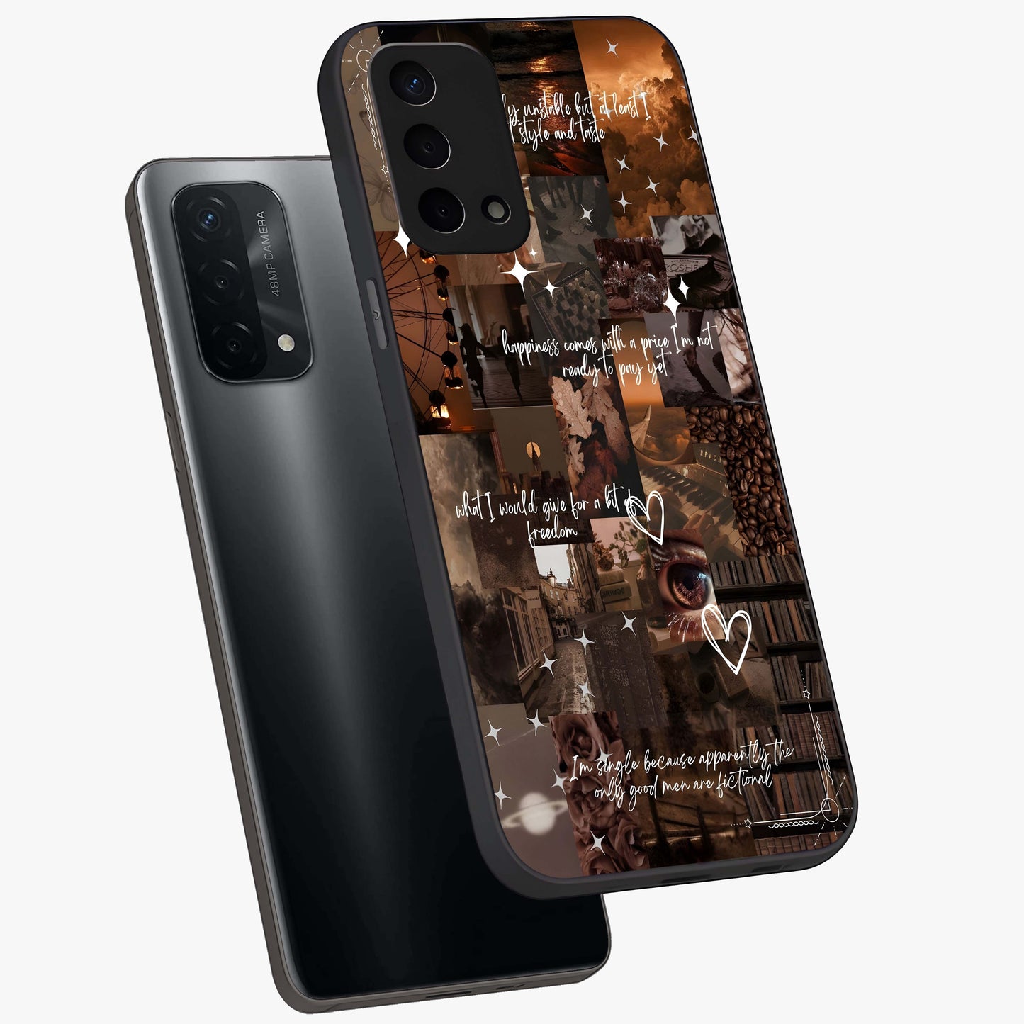 Bittersweet Aesthetic Chaos Glass Case displayed in angled mockup highlighting expressive abstract artwork and edgy aesthetic theme.