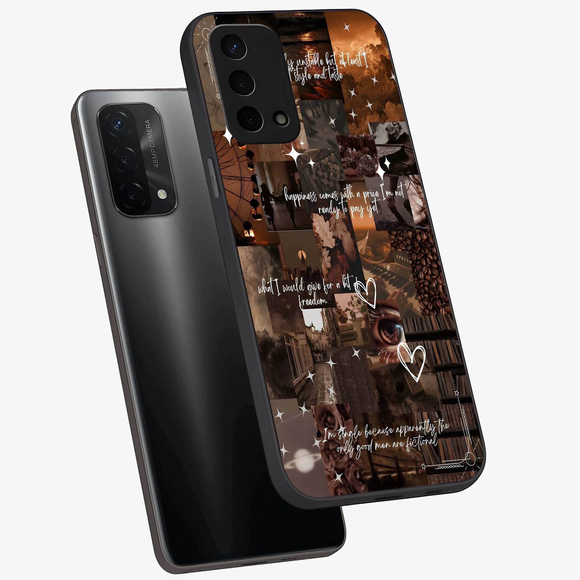 Bittersweet Aesthetic Chaos Glass Case displayed in angled mockup highlighting expressive abstract artwork and edgy aesthetic theme.