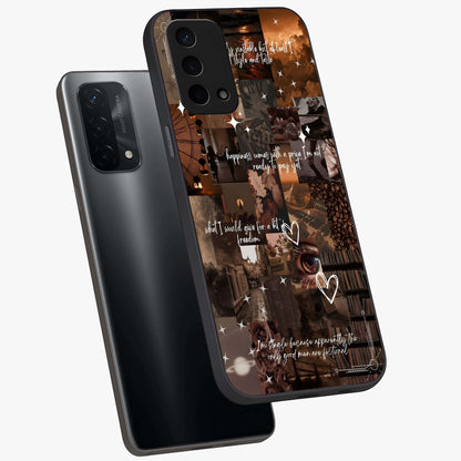 Bittersweet Aesthetic Chaos Glass Case displayed in angled mockup highlighting expressive abstract artwork and edgy aesthetic theme.