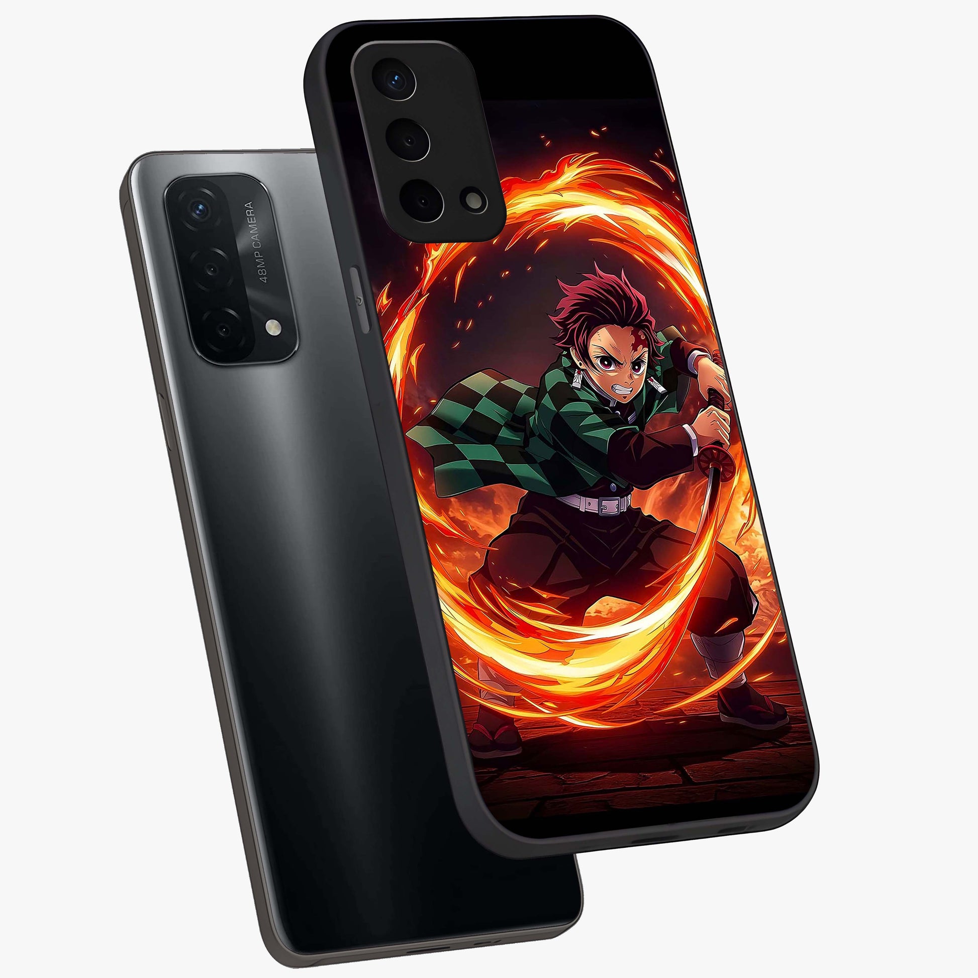 Blazing Sword Resolve Glass Case displayed in angled mockup highlighting powerful sword illustration and bold fantasy theme.