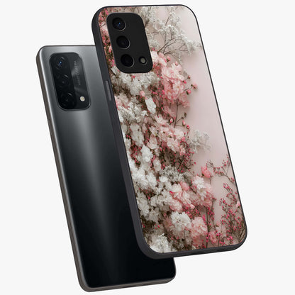 Blush Blossom Cloud Glass Case displayed in angled mockup highlighting soft cloud and blossom design with pastel aesthetic.