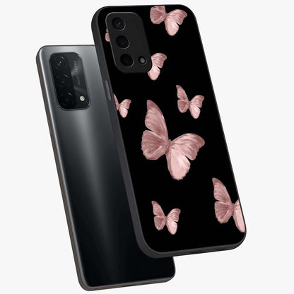 Butterfly Pattern Glass Case displayed in angled mockup highlighting delicate butterfly design and aesthetic pattern style.