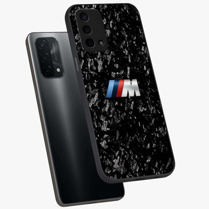 Carbon Speed Mark Glass Case displayed in angled mockup highlighting racing inspired carbon design and sleek aesthetic style.