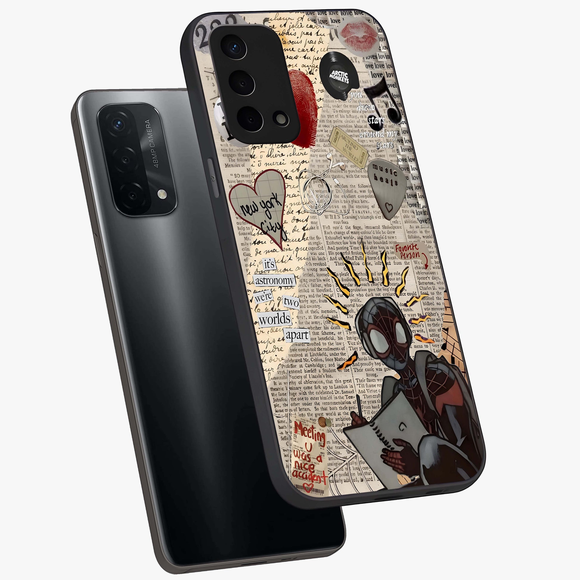 City Dream Sketch Glass Case displayed in angled mockup highlighting minimal city illustration with aesthetic sketch style.
