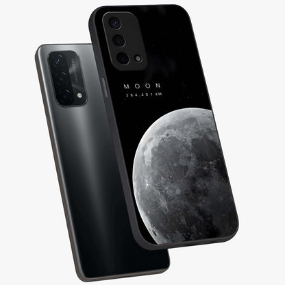 Cosmic Moon Glow Glass Case displayed in angled mockup highlighting celestial moon design with cosmic aesthetic theme.