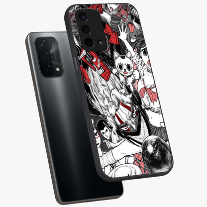 Crimson Chaos Panel Glass Case displayed in angled mockup highlighting chaotic panel style design with modern graphic theme.