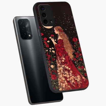 Crimson Dreams Glass Case displayed in angled mockup highlighting soft crimson aesthetic design with artistic theme.