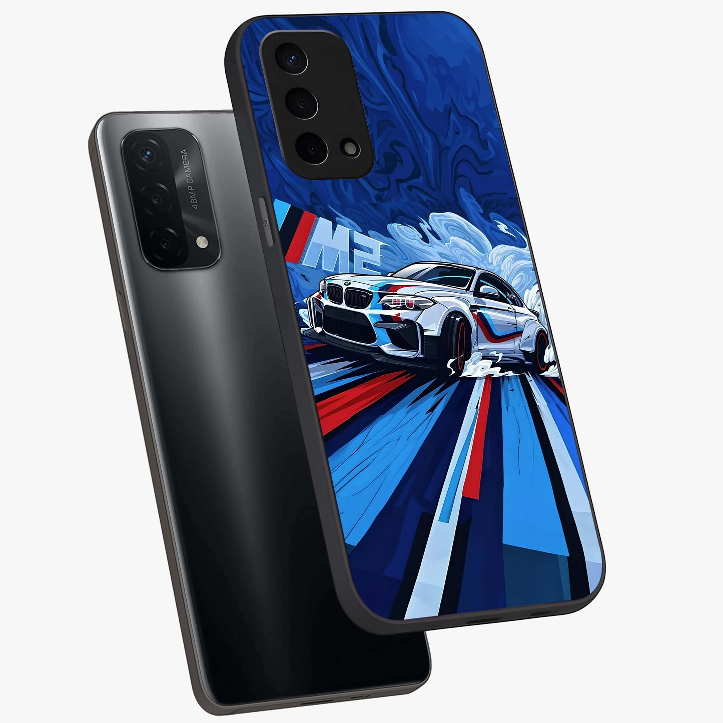 Drift Power Rush Glass Case displayed in angled mockup highlighting powerful drift car design with sporty aesthetic style.