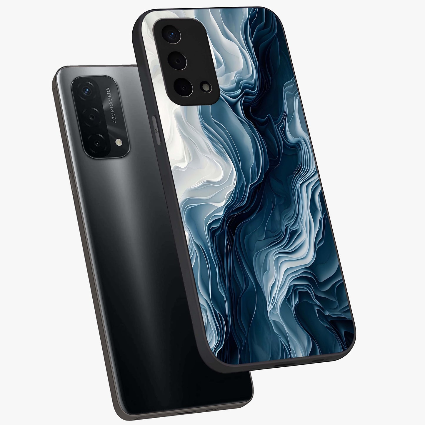 Ethereal Paper Marble Glass Case displayed in angled mockup highlighting elegant marble pattern with modern aesthetic style.