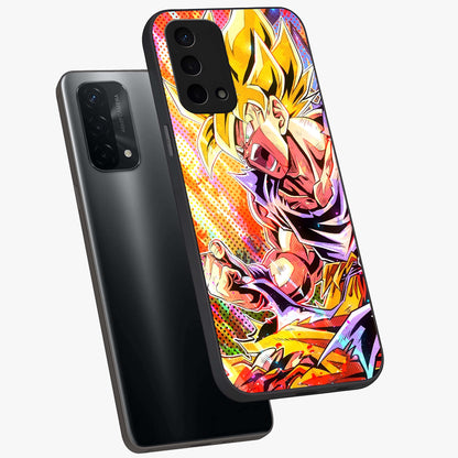 Firing Goku Glass Case displayed in angled mockup highlighting dynamic anime character design with action aesthetic.