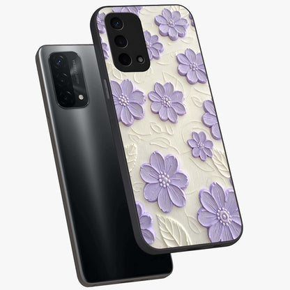 Floral Wall Art With Purple Flowers Glass Case displayed in angled mockup highlighting vibrant purple floral illustration with artistic aesthetic.