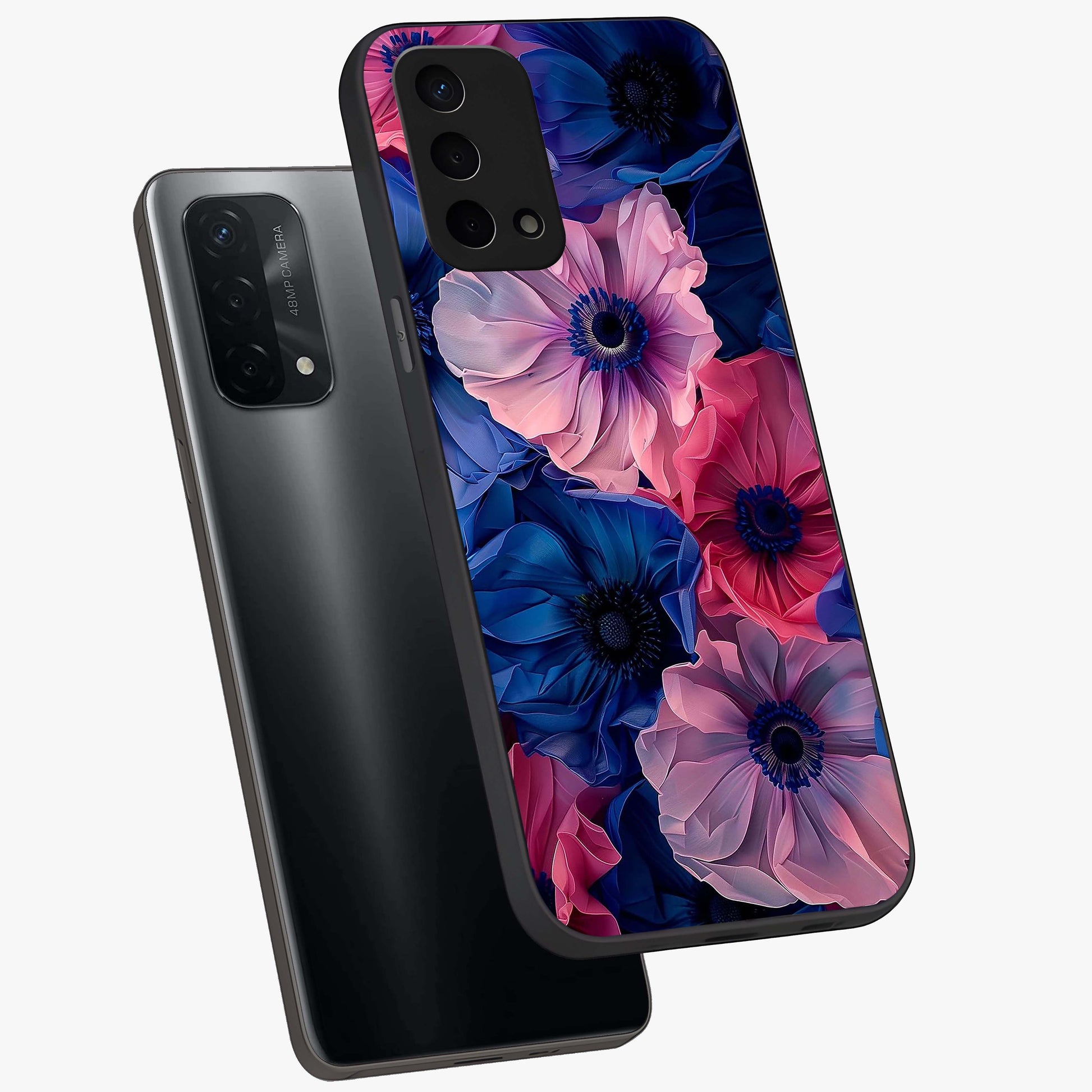 Flower Paper Art Pattern Glass Case displayed in angled mockup highlighting layered paper flower design with artistic aesthetic.