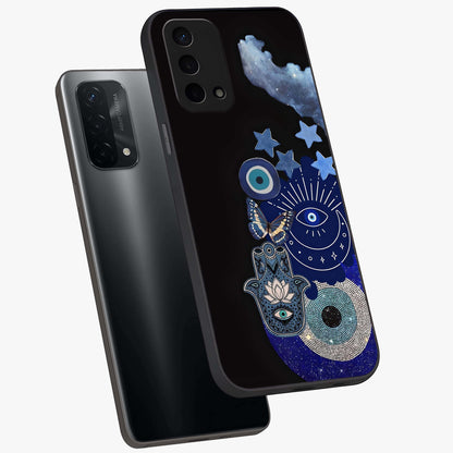 Galactic Charm Cluster Glass Case displayed in angled mockup highlighting luminous galaxy inspired design with dreamy aesthetic.