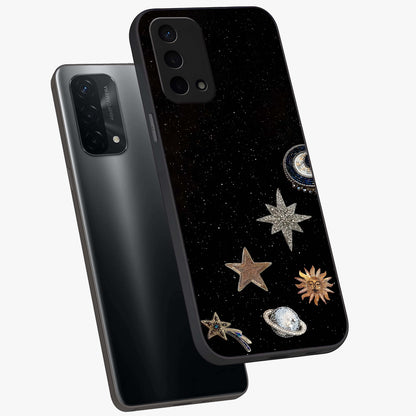 Galactic Charm Glow Glass Case displayed in angled mockup highlighting luminous galaxy inspired design with dreamy aesthetic.