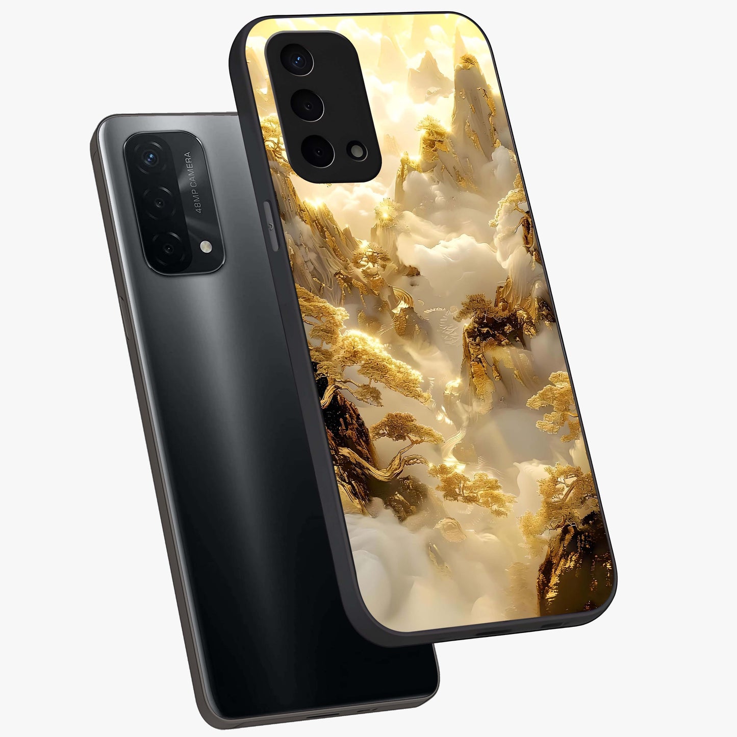 Gates Of Illumination Glass Case displayed in angled mockup highlighting radiant portal inspired design with fantasy aesthetic.