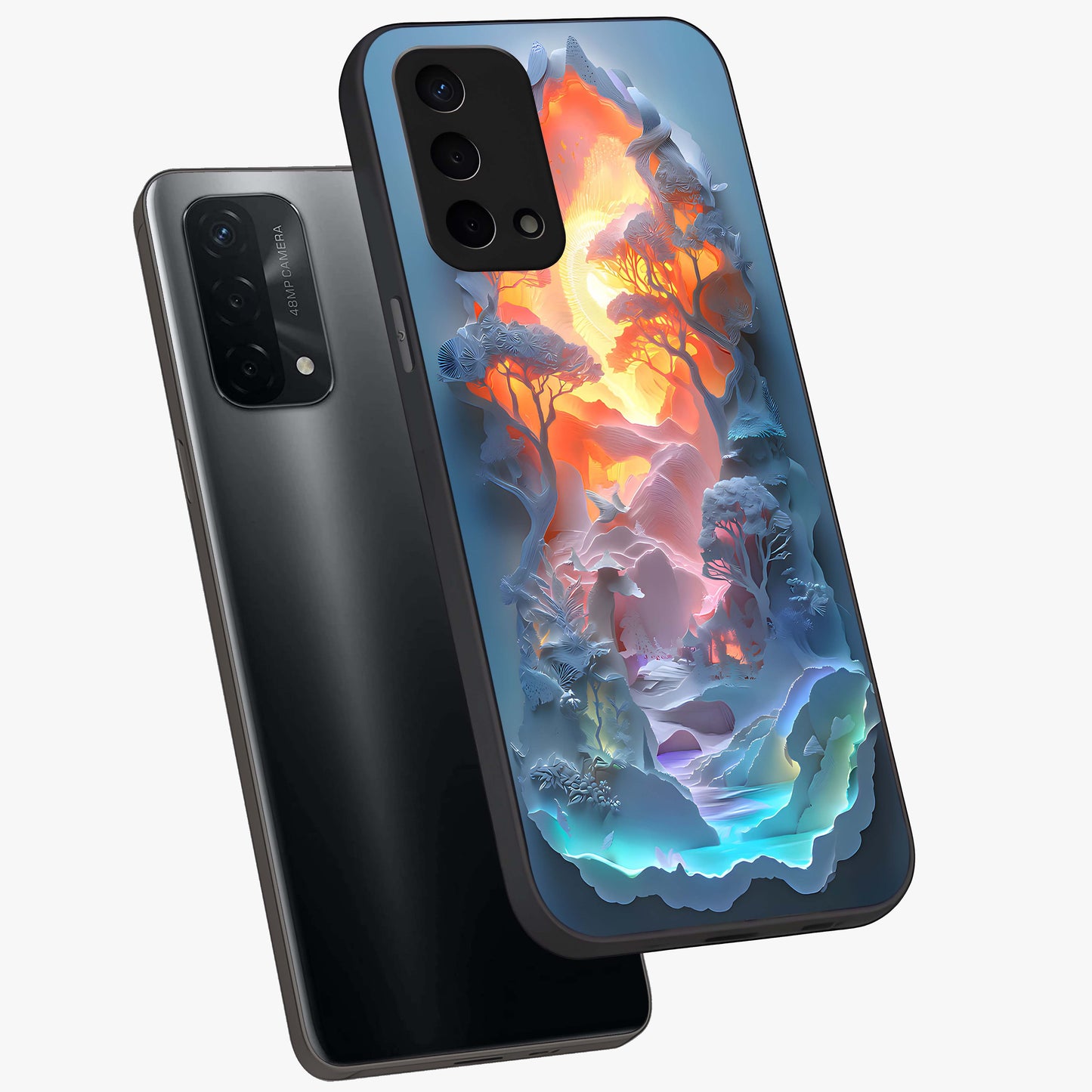 Glow Forest Portal Glass Case displayed in angled mockup highlighting mystical forest design with magical glowing aesthetic.