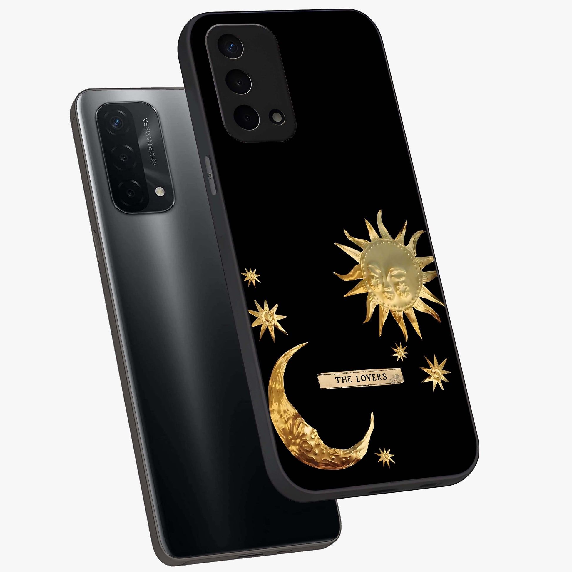 Gold Sun Blush Glass Case displayed in angled mockup highlighting radiant sun design with warm golden aesthetic.