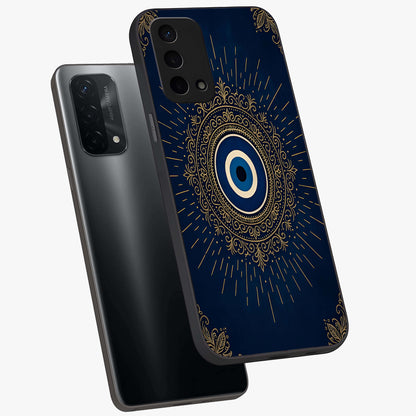 Golden Celestial Charm Glass Case displayed in angled mockup highlighting sparkling cosmic charm design with celestial aesthetic.